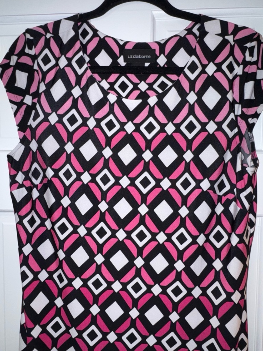 Liz Claiborne Pink Black Geometric Print Sleeveless Dress